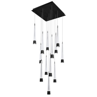 Quill LED Chandelier in Black (34|PD59413SBK)