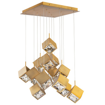 Ice Cube LED Chandelier in Aged Brass (34|PD29313SAB)