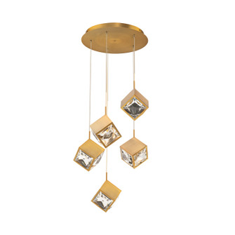 Ice Cube LED Chandelier in Aged Brass (34|PD29305RAB)