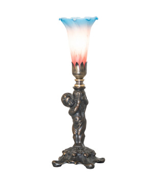 Pink/Blue Tiffany Pond Lily One Light Mini Lamp in Antique Brass (57|273023)