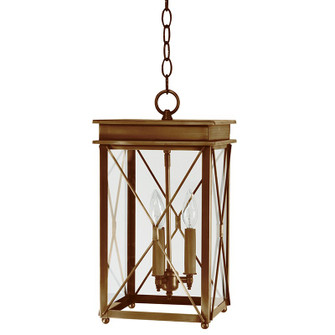 Glidden Three Light Hanging Lantern in Antique Brass (196|11822ABLT3CLR)