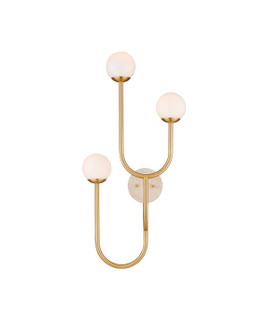Highsmith Three Light Wall Sconce in Brass/Natural/White (142|50000256)