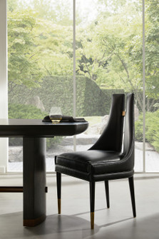 Crowley Dining Chair in Black/Ebony/Antique Brass (314|FRI16)