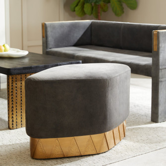 Duvall Ottoman in Slate Grey/Antique Brass (314|FOI12)