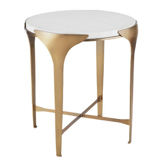 Janine End Table in White/Antique Brass (314|FEI22)