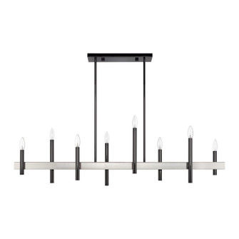 Denmark Eight Light Linear Chandelier in Black Chrome with Brushed Nickel (107|4933846)