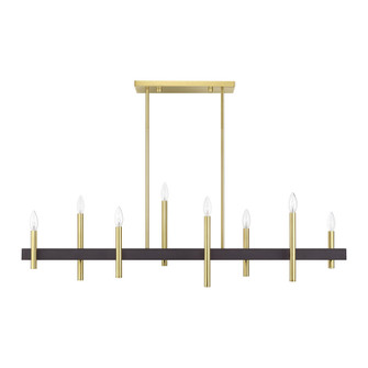 Denmark Eight Light Linear Chandelier in Satin Brass with Bronze (107|4933812)