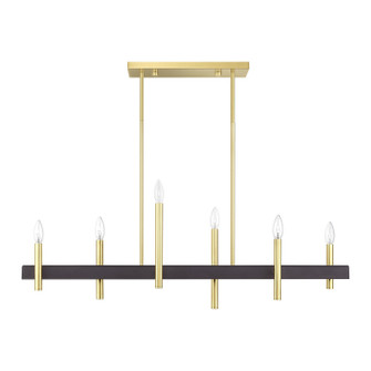 Denmark Six Light Linear Chandelier in Satin Brass with Bronze (107|4933612)