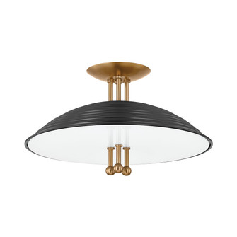 Larkin Three Light Semi Flush Mount in Patina Brass (67|C4416PBRSBK)