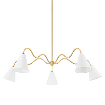 Onda Five Light Chandelier in Aged Brass (428|H699805AGB)