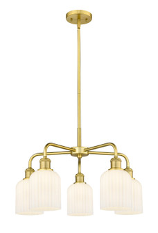 Ballston Five Light Chandelier in Satin Gold (405|5165CRSGG5595GWH)