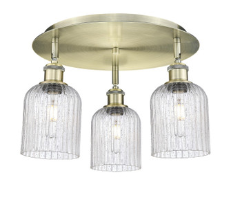 Downtown Urban Three Light Flush Mount in Antique Brass (405|5163CABG5595SDY)