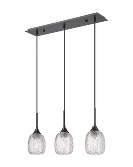 Downtown Urban Three Light Island Pendant in Matte Black (405|3233IBKG3235CL)