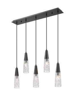 Downtown Urban Five Light Island Pendant in Matte Black (405|3225IBKG3223CL)