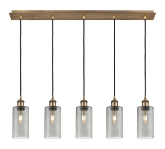 Downtown Urban Five Light Linear Pendant in Brushed Brass (405|125B5PBBG4347SM)