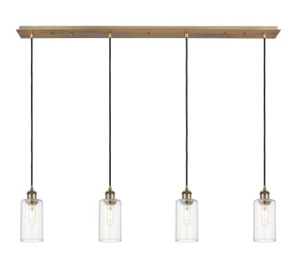 Downtown Urban Four Light Linear Pendant in Brushed Brass (405|124B4PBBG4347CL)