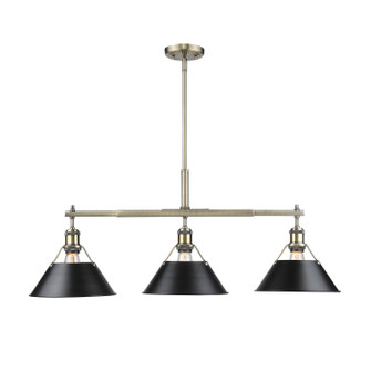 Orwell Three Light Linear Pendant in Aged Brass (62|3306LPABBLK)