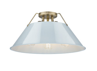 Orwell Three Light Flush Mount in Aged Brass (62|33063FMABDB)
