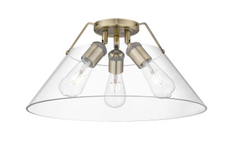 Orwell Three Light Flush Mount in Aged Brass (62|33063FMABCLR)