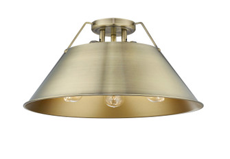 Orwell Three Light Flush Mount in Aged Brass (62|33063FMABAB)