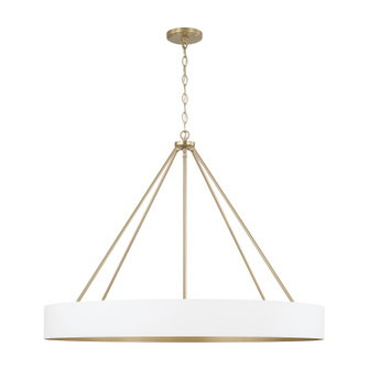 Weller Six Light Chandelier in Matte Brass and White (65|453061RE)