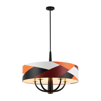 Patchwork Five Light Pendant in Black/Satin Brass/Patchwork (137|501P05BLSB)