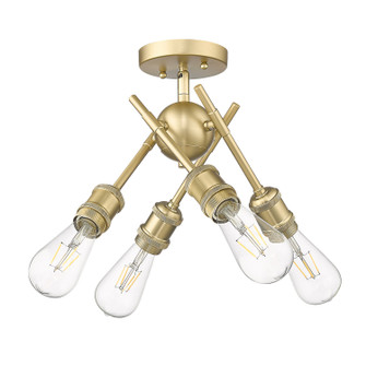 Axel Four Light Semi-Flush Mount in Brushed Champagne Brass (62|1945SFBCB)