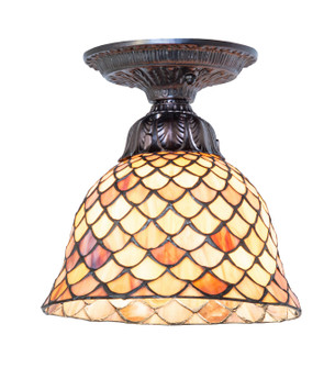 Tiffany Fishscale One Light Flushmount in Mahogany Bronze (57|276082)