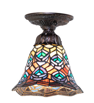 Tiffany Peacock Feather One Light Flushmount in Mahogany Bronze (57|276080)