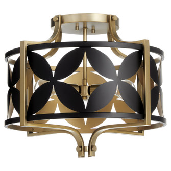 Mariposa Three Light Semi Flush Mount in Matte Black|Aged Brass (19|283185980)