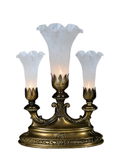 White Tiffany Pond Lily Three Light Accent Lamp in Mahogany Bronze (57|12433)