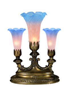Pink/Blue Tiffany Pond Lily Three Light Accent Lamp in Mahogany Bronze (57|11825)