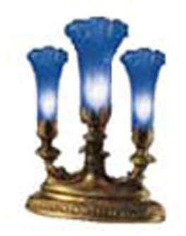 Blue Tiffany Pond Lily Three Light Accent Lamp in Mahogany Bronze (57|10898)