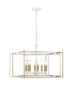 Lowe Eight Light Pendant in Matte White/Vintage Brass (59|22608MWVB)