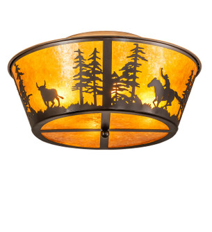 Cowboy & Steer Four Light Flushmount in Bronze (57|274546)