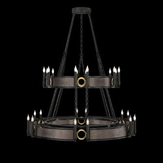 Mirage 24 Light Chandelier in Black Iron/Brass/Pebble (48|100036111)