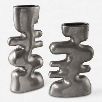 Free Flowing Vases Set/2 in Tarnished Nickel Glaze (52|18145)