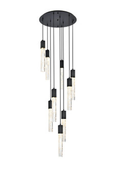 Aurora Nine Light Chandelier in Black and Clear (173|2089D24BK)