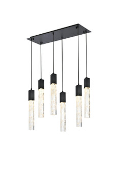 Aurora Six Light Pendant in Black and Clear (173|2088D32BK)