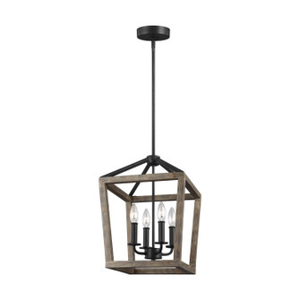 Gannet Four Light Chandelier in Weathered Oak Wood / Antique Forged Iron (454|F31904WOWAF)