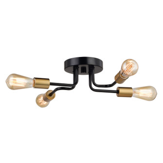 Rhine Four Light Semi-Flush Mount in Matte Black/Natural Brass (63|C0302)