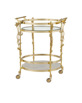 Fiore Bar Cart in Polished Brass/Clear/Natural (142|40000206)
