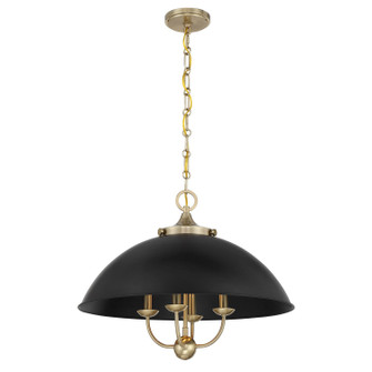 Monterey Four Light Pendant in Matte Black and Warm Brass (51|717254143)