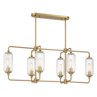 Holton Six Light Linear Chandelier in Warm Brass (51|130266322)