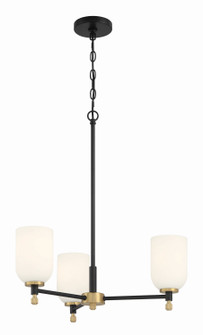 Council Three Light Chandelier in Flat Black/Satin Brass (46|60323FBSB)