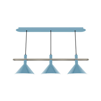 Raceway Three Light Linear Pendant in Light Blue w/Brushed Nickel (518|CHR4225496)