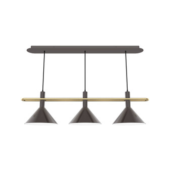 Raceway Three Light Linear Pendant in Architectural Bronze w/Brushed Brass (518|CHR4225191)
