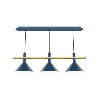 Raceway Three Light Linear Pendant in Navy w/Brushed Brass (518|CHR4225091)