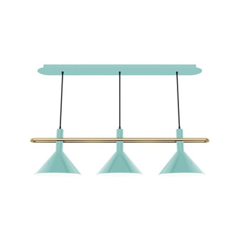 Raceway Three Light Linear Pendant in Sea Green w/Brushed Brass (518|CHR4224891)