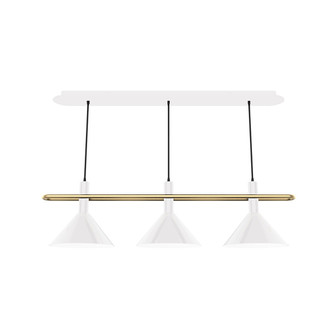 Raceway Three Light Linear Pendant in White w/Brushed Brass (518|CHR4224491)